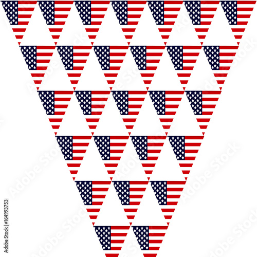 Triangular flags with the logo of America