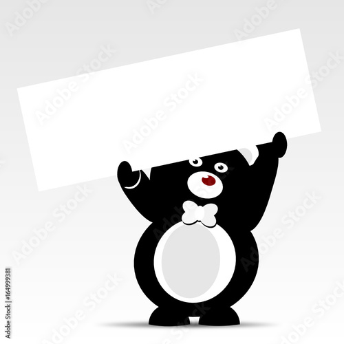 Bär hält Schild