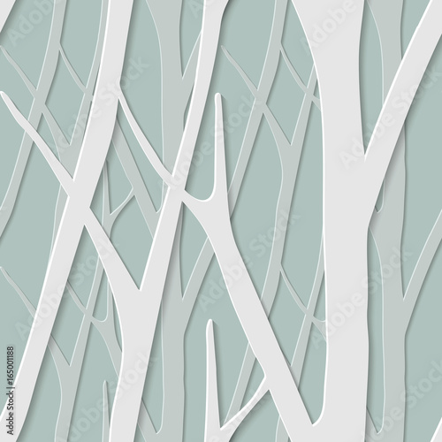 seamless trendy pattern with birch trees. Floral modern 3D wallpaper. Vector illustration