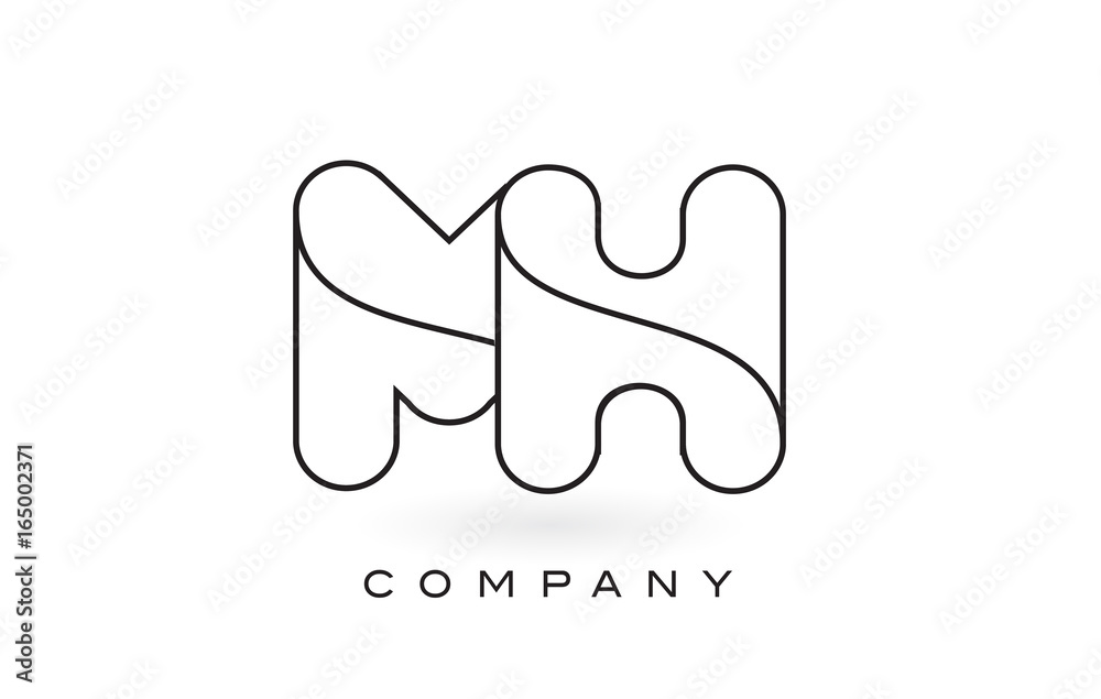 MH Monogram Letter Logo With Thin Black Monogram Outline Contour. Modern Trendy Letter Design Vector. MH Monogram Letter Logo With Thin Black Monogram Outline Contour. Modern Trendy Letter Design Vector.