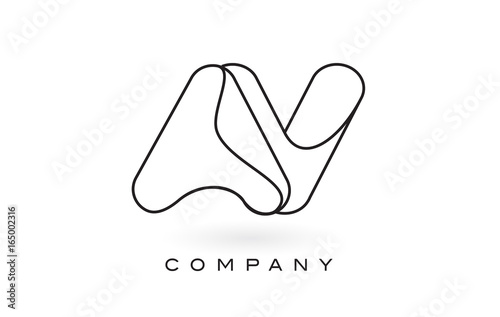 AV Monogram Letter Logo With Thin Black Monogram Outline Contour. Modern Trendy Letter Design Vector.