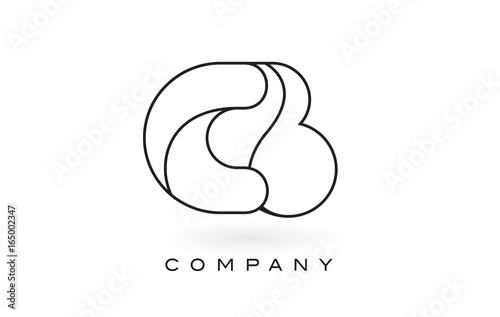 CB Monogram Letter Logo With Thin Black Monogram Outline Contour. Modern Trendy Letter Design Vector.
