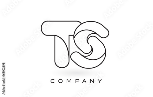 TS Monogram Letter Logo With Thin Black Monogram Outline Contour. Modern Trendy Letter Design Vector.