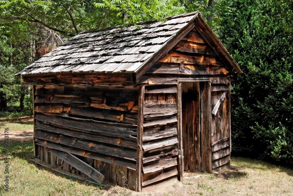 Pioneer log cabin, shed or smokehouse. Pioneer log cabin, shed or smokehouse.