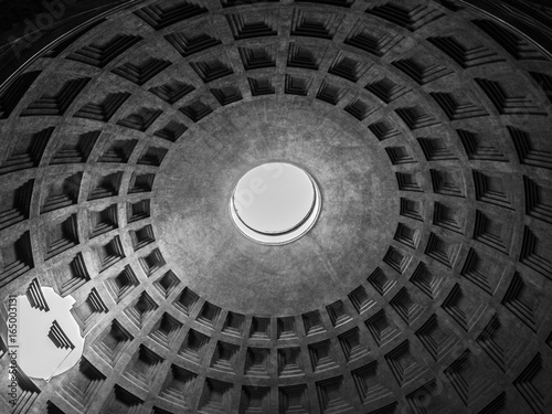 Black and White dome's view of Pantheon of Rome