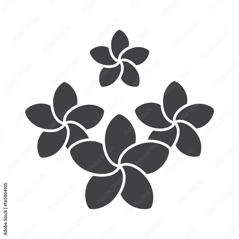 Obraz premium Spa salon plumeria flowers glyph icon