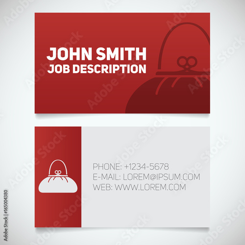 Business card print template with purse logo