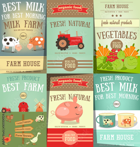 Farm Food and Agriculture Posters Set photo