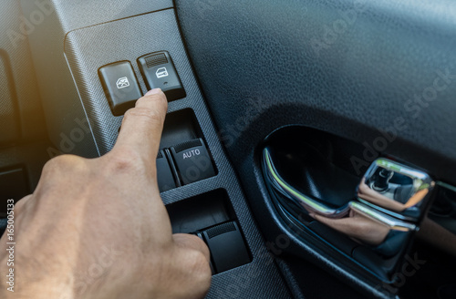 Car door handle with power window control