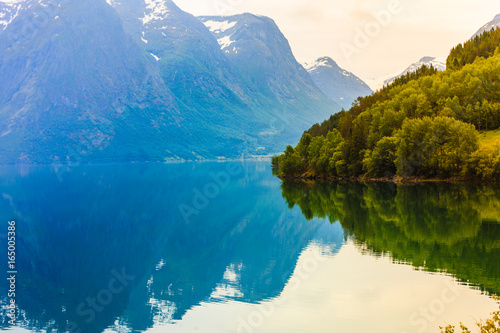 Mountains and fjord in Norway 