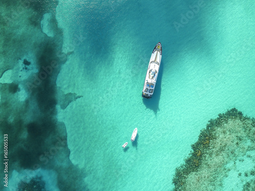 Aerial view of sandy toes island, Bahamas Beaches