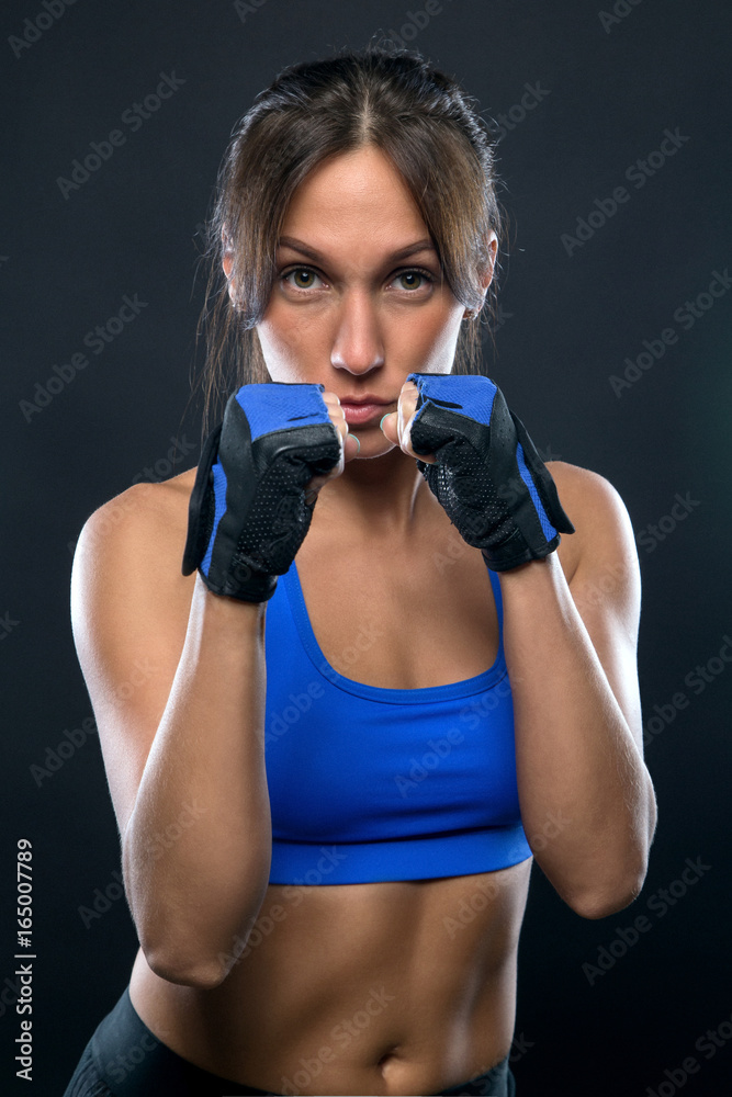 Brunette young woman with gloves Brunette young woman with gloves