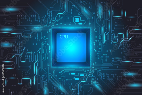 Central Processing Unit (CPU) digital tech mainboard circuit background, vector illustration EPS 10