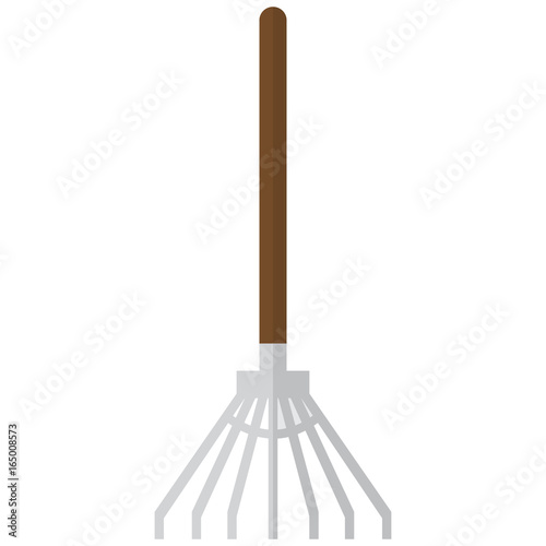 Garden leaf rake icon, vector illustration flat style design isolated on white. Colorful graphics