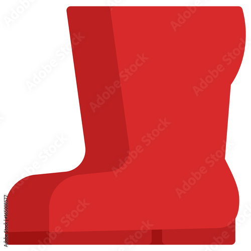 Red garden rubber boots icon, vector illustration flat style design isolated on white. Colorful graphics
