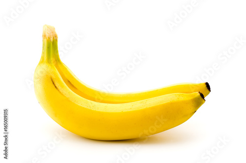 Two ripe bananas on a white isolated