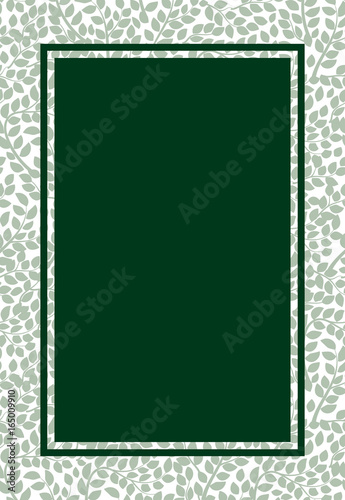 Floral oriental ornament, green leaves frame