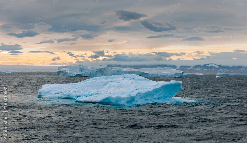 Icebergs along the Antarctic Peninsula.