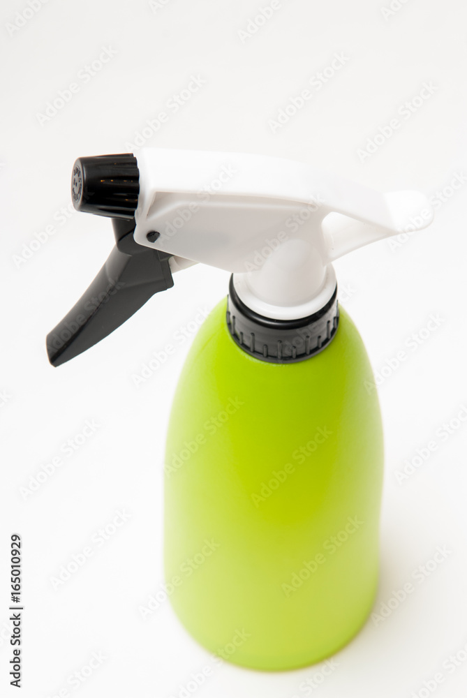 Water spray bottle for home cleaning tools on white background Water spray bottle for home cleaning tools on white background