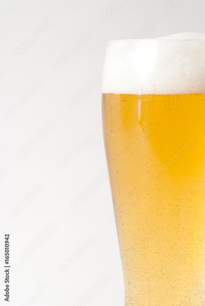 Glass of beer, lager isolated on white background