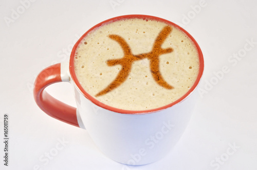 Pices symbol on a coffee photo