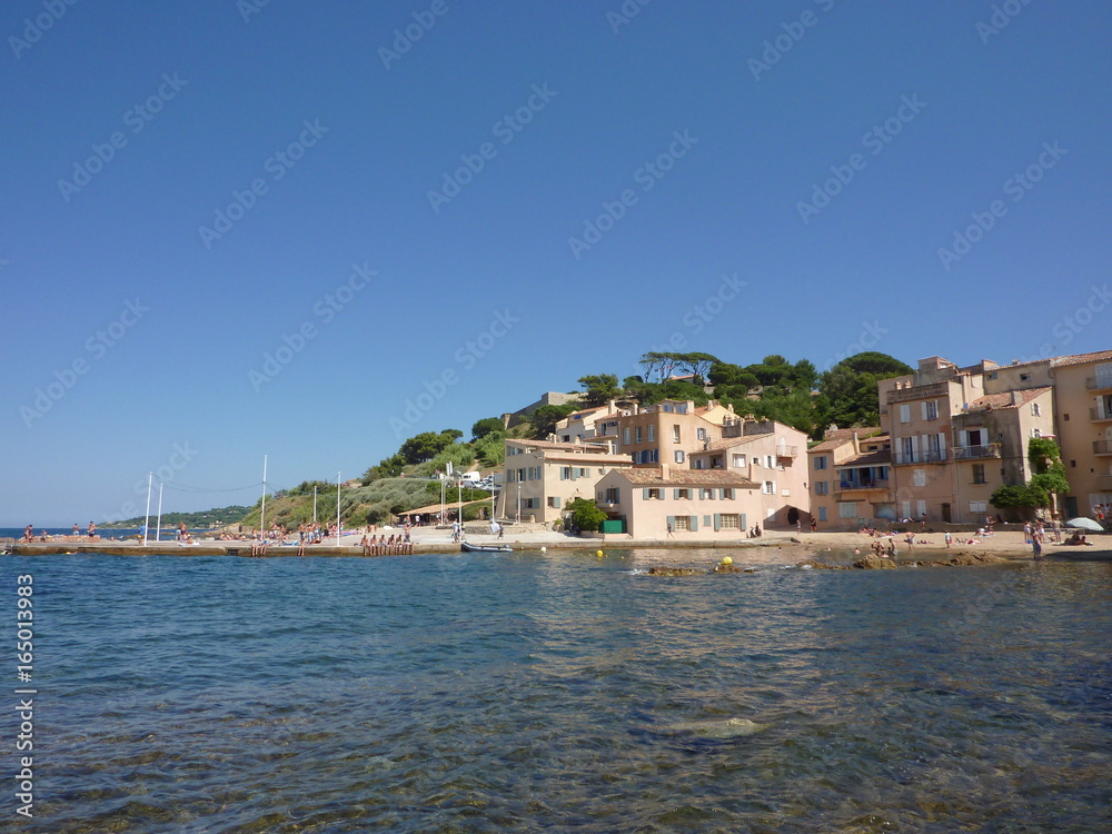 Little beach and Sea in Saint Tropez Village Cote d'Azur French Riviera France