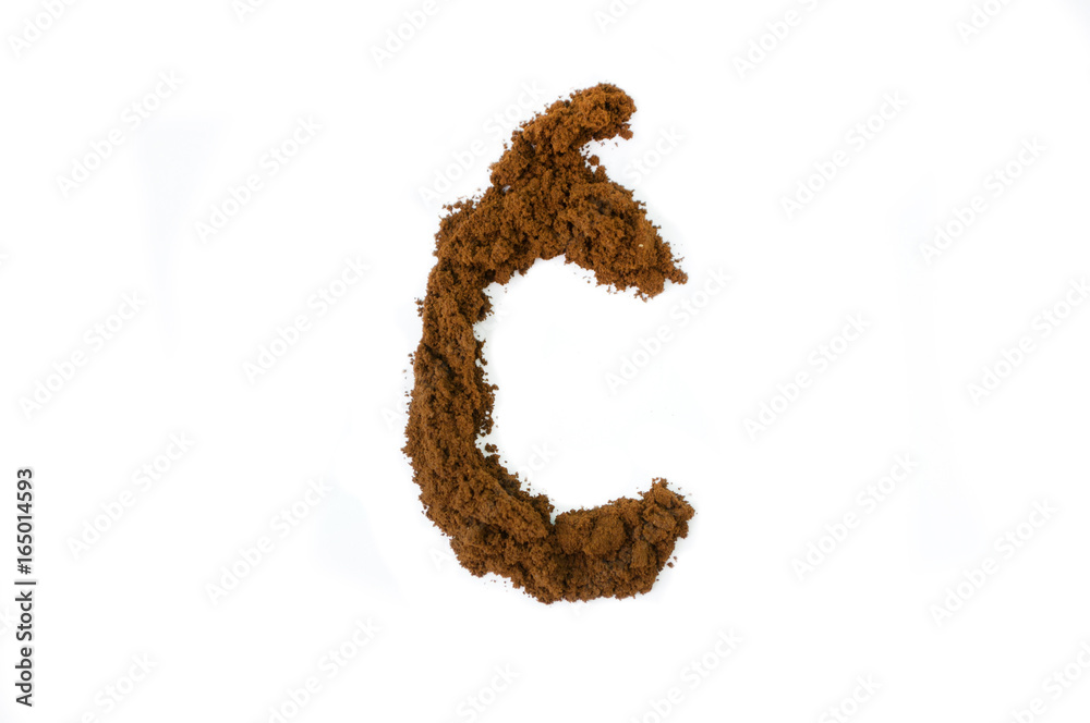 Written letters with homemade coffee on a white background Written letters with homemade coffee on a white background