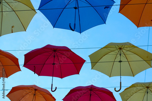 many colorful umbrellas