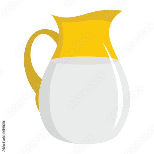 Jug of milk flat cartoon icon. Milk vector illustration for design and web isolated on white background. Jug of milk vector object for labels, logos and advertising