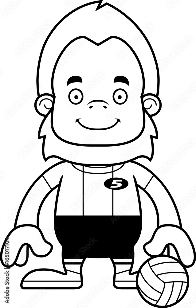 Cartoon Smiling Volleyball Player Sasquatch Cartoon Smiling Volleyball Player Sasquatch