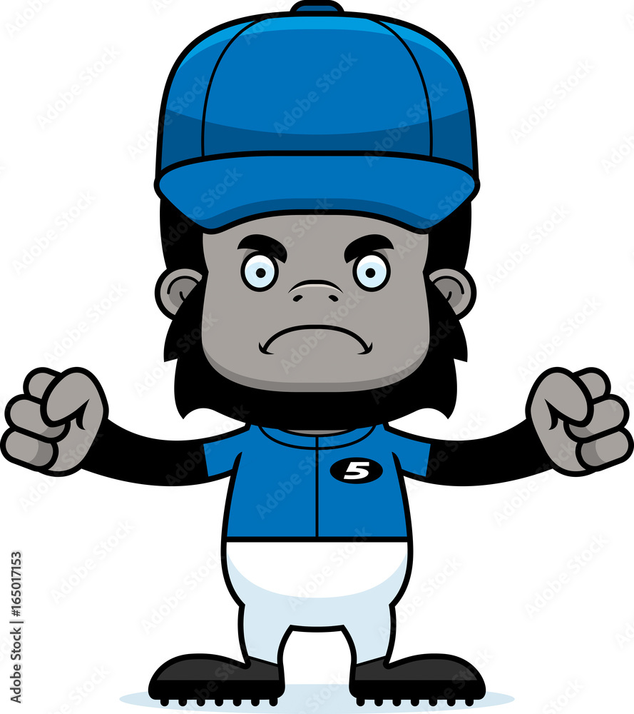 Cartoon Angry Baseball Player Gorilla