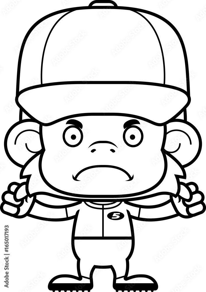 Cartoon Angry Baseball Player Monkey
