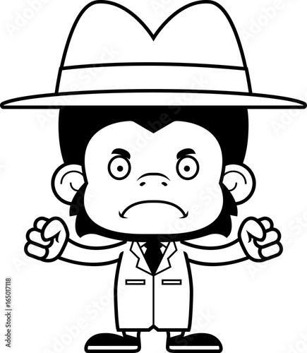 Cartoon Angry Detective Chimpanzee