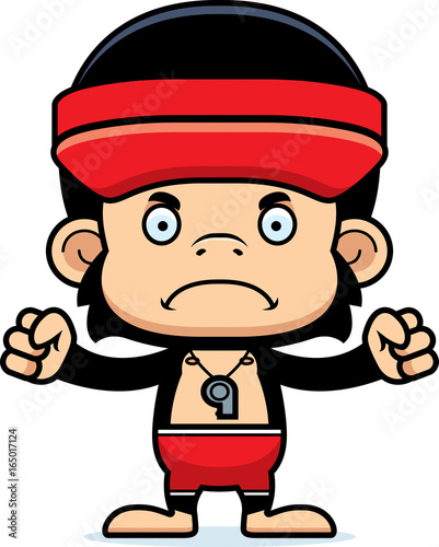 Cartoon Angry Lifeguard Chimpanzee