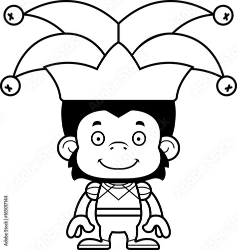 Cartoon Smiling Jester Chimpanzee
