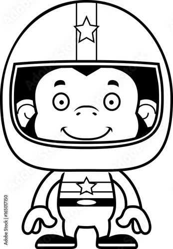 Cartoon Smiling Race Car Driver Chimpanzee