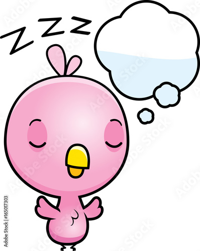 Cartoon Baby Pink Bird Dreaming