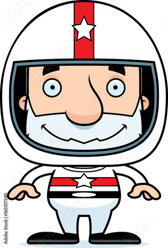 Cartoon Smiling Race Car Driver Man
