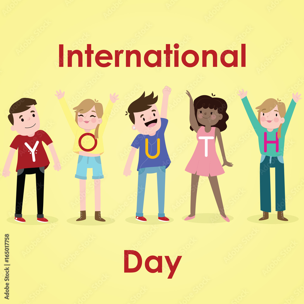 International Youth Day, 12 August. Happy and cheerful youth conceptual illustration vector. International Youth Day, 12 August. Happy and cheerful youth conceptual illustration vector.
