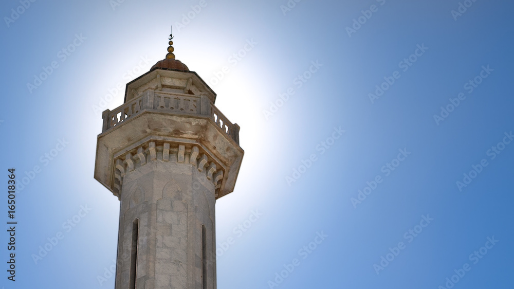 The shining Minaret on the blue background.