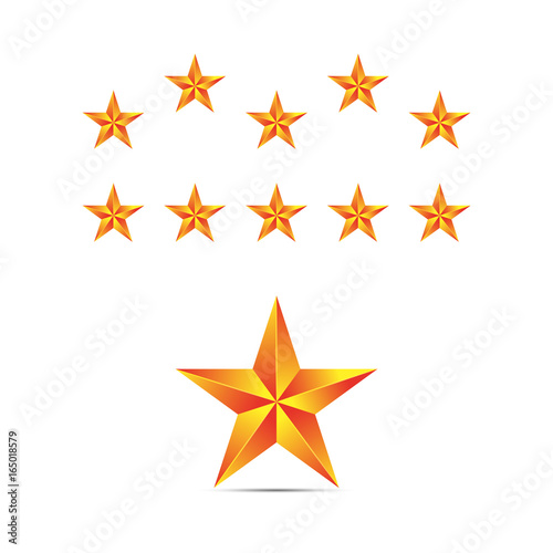 Set of gold stars. Gold stars on a white background for your ideas and business. Vector.