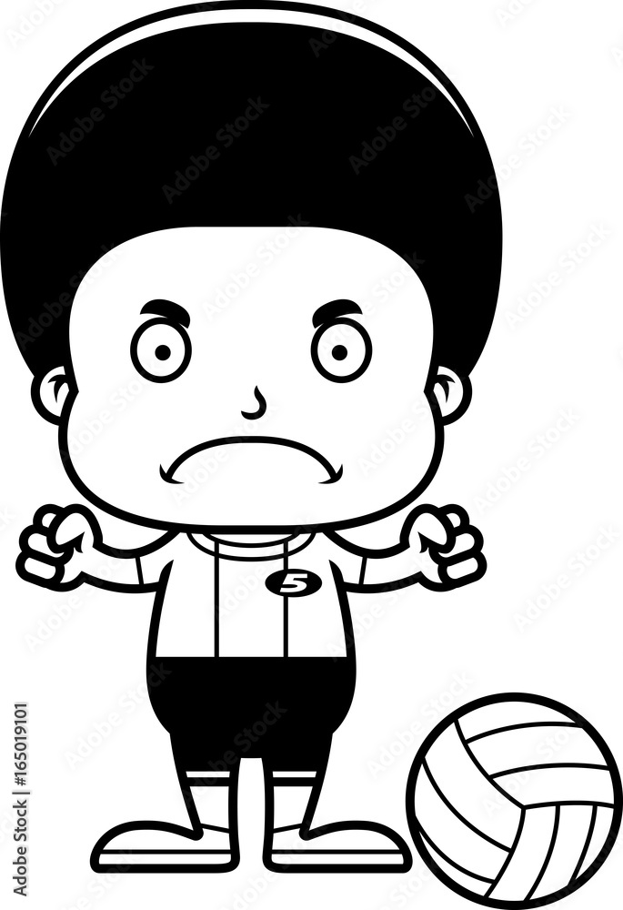Cartoon Angry Volleyball Player Boy
