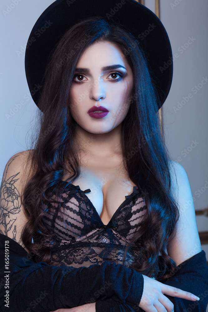 Portrait of young beautiful girl with tattoos Portrait of young beautiful girl with tattoos