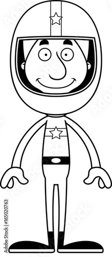Cartoon Smiling Race Car Driver Man