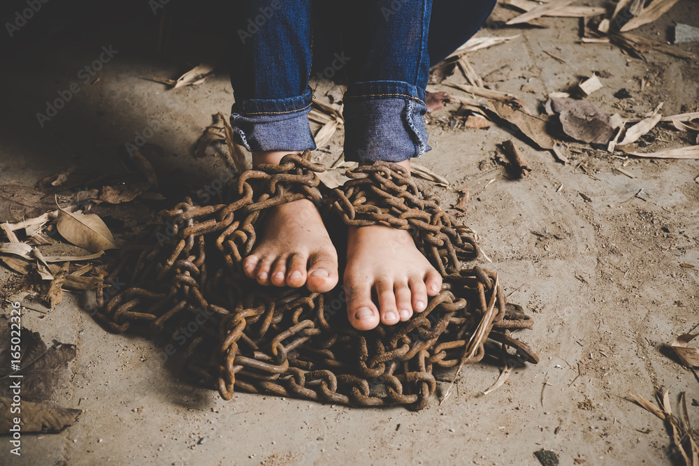 Woman chains trapped hi-res stock photography and images - Alamy