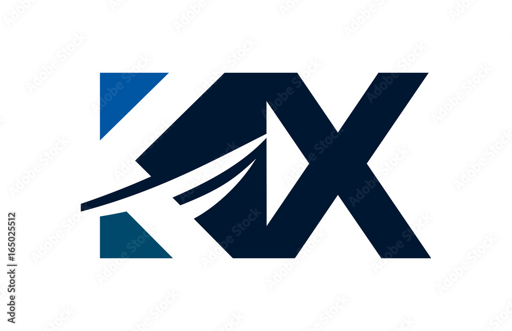 KX Negative Space square Swoosh Letter Logo KX Negative Space square Swoosh Letter Logo
