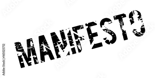 Manifesto rubber stamp. Grunge design with dust scratches. Effects can be easily removed for a clean, crisp look. Color is easily changed.