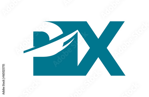 PX Negative Space square Swoosh Letter Logo