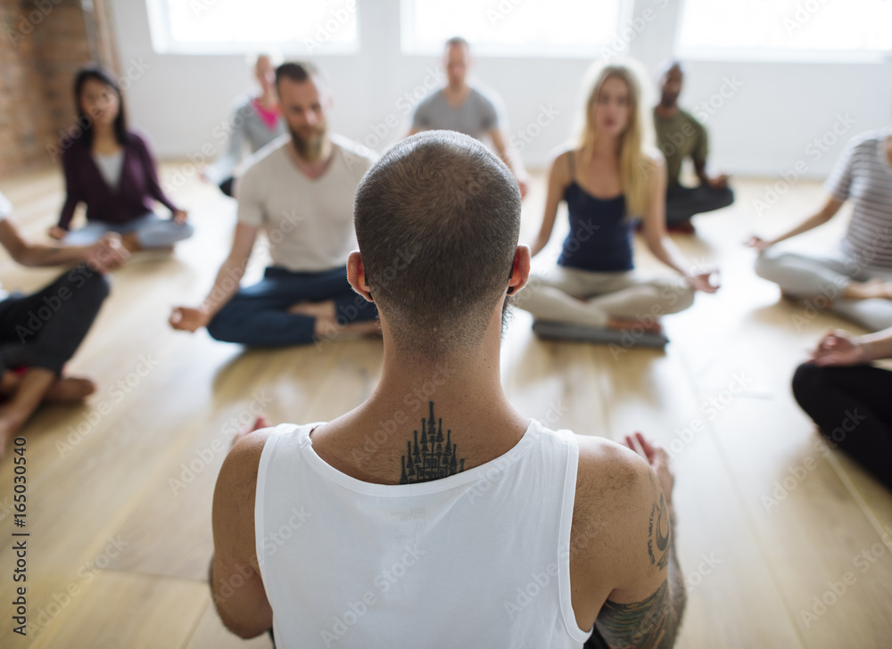 Diversity People Exercise Class Relax Concept Diversity People Exercise Class Relax Concept
