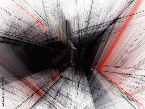 Abstract background element. 3d scan series. Fractal graphics. Perspective composition of light and shadow rays.